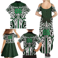Custom Aotearoa Ngai Tahu Family Matching Summer Maxi Dress and Hawaiian Shirt Maori Tribal Pattern Mix Poutama