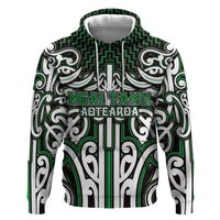 Custom Aotearoa Ngai Tahu Zip Hoodie Maori Tribal Pattern Mix Poutama