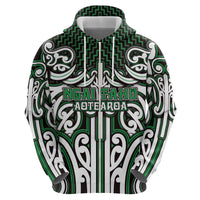 Custom Aotearoa Ngai Tahu Zip Hoodie Maori Tribal Pattern Mix Poutama