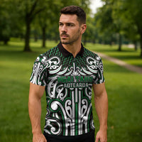 Custom Aotearoa Ngai Tahu Zipper Polo Shirt Maori Tribal Pattern Mix Poutama