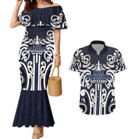 Custom Aotearoa Ngati Tuwharetoa Couples Matching Mermaid Dress and Hawaiian Shirt Maori Tribal Pattern Mix Poutama