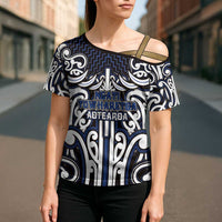 Custom Aotearoa Ngati Tuwharetoa Cross Shoulder Shirt Maori Tribal Pattern Mix Poutama LT05 - Polynesian Pride