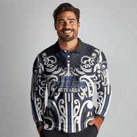 Custom Aotearoa Ngati Tuwharetoa Long Sleeve Polo Shirt Maori Tribal Pattern Mix Poutama