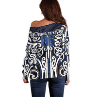 Custom Aotearoa Ngati Tuwharetoa Off Shoulder Sweater Maori Tribal Pattern Mix Poutama LT05 - Polynesian Pride