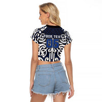 Custom Aotearoa Ngati Tuwharetoa Raglan Cropped T Shirt Maori Tribal Pattern Mix Poutama