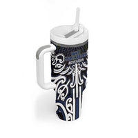Custom Aotearoa Ngati Tuwharetoa Tumbler With Handle Maori Tribal Pattern Mix Poutama LT05 - Polynesian Pride