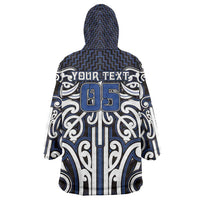 Custom Aotearoa Ngati Tuwharetoa Wearable Blanket Hoodie Maori Tribal Pattern Mix Poutama