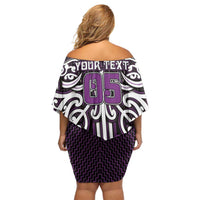 Custom Aotearoa Rangitane Family Matching Off Shoulder Short Dress and Hawaiian Shirt Maori Tribal Pattern Mix Poutama
