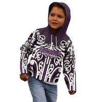 Custom Aotearoa Rangitane Kid Hoodie Maori Tribal Pattern Mix Poutama