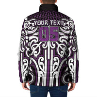 Custom Aotearoa Rangitane Padded Jacket Maori Tribal Pattern Mix Poutama