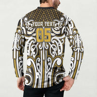 Custom Aotearoa Taranaki Button Sweatshirt Maori Tribal Pattern Mix Poutama
