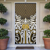 Custom Aotearoa Taranaki Door Cover Maori Tribal Pattern Mix Poutama