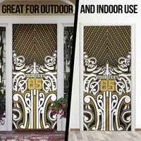Custom Aotearoa Taranaki Door Cover Maori Tribal Pattern Mix Poutama