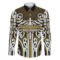 Custom Aotearoa Taranaki Family Matching Long Sleeve Bodycon Dress and Hawaiian Shirt Maori Tribal Pattern Mix Poutama