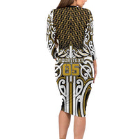 Custom Aotearoa Taranaki Family Matching Long Sleeve Bodycon Dress and Hawaiian Shirt Maori Tribal Pattern Mix Poutama