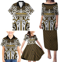 Custom Aotearoa Taranaki Family Matching Puletasi and Hawaiian Shirt Maori Tribal Pattern Mix Poutama