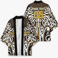 Custom Aotearoa Taranaki Kimono Maori Tribal Pattern Mix Poutama