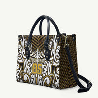 Custom Aotearoa Taranaki Leather Bag Maori Tribal Pattern Mix Poutama