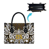 Custom Aotearoa Taranaki Leather Bag Maori Tribal Pattern Mix Poutama
