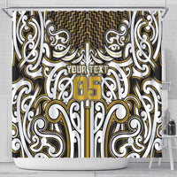Custom Aotearoa Taranaki Shower Curtain Maori Tribal Pattern Mix Poutama LT05 - Polynesian Pride