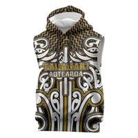 Custom Aotearoa Taranaki Sleeveless Hoodie Maori Tribal Pattern Mix Poutama