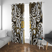 Custom Aotearoa Taranaki Window Curtain Maori Tribal Pattern Mix Poutama