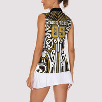 Custom Aotearoa Taranaki Women Sleeveless Polo Shirt Maori Tribal Pattern Mix Poutama LT05 - Polynesian Pride