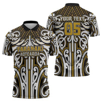 Custom Aotearoa Taranaki Zipper Polo Shirt Maori Tribal Pattern Mix Poutama LT05 - Polynesian Pride