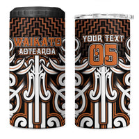 Custom Aotearoa Waikato 4 in 1 Can Cooler Tumbler Maori Tribal Pattern Mix Poutama LT05 One Size: 16 oz Orange - Polynesian Pride
