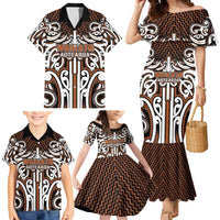 Custom Aotearoa Waikato Family Matching Mermaid Dress and Hawaiian Shirt Maori Tribal Pattern Mix Poutama
