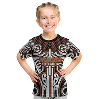 Custom Aotearoa Waikato Kid T Shirt Maori Tribal Pattern Mix Poutama