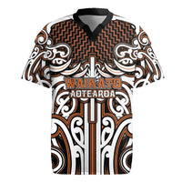 Custom Aotearoa Waikato Rugby Jersey Maori Tribal Pattern Mix Poutama LT05 Orange - Polynesian Pride