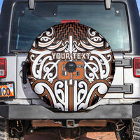 Custom Aotearoa Waikato Spare Tire Cover Maori Tribal Pattern Mix Poutama LT05 Orange - Polynesian Pride