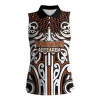 Custom Aotearoa Waikato Women Sleeveless Polo Shirt Maori Tribal Pattern Mix Poutama