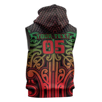 Custom Aotearoa Tuhoe Sleeveless Zip Hoodie Maori Tribal Pattern Mix Poutama