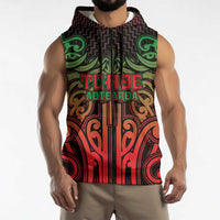 Custom Aotearoa Tuhoe Sleeveless Zip Hoodie Maori Tribal Pattern Mix Poutama