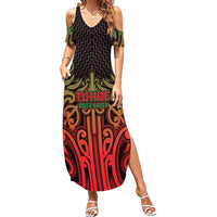 Custom Aotearoa Tuhoe Summer Maxi Dress Maori Tribal Pattern Mix Poutama