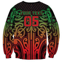 Custom Aotearoa Tuhoe Sweatshirt Maori Tribal Pattern Mix Poutama