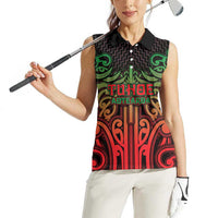 Custom Aotearoa Tuhoe Women Sleeveless Polo Shirt Maori Tribal Pattern Mix Poutama