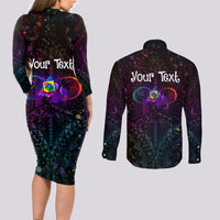 I See Your True Colors Personalised Couples Matching Long Sleeve Bodycon Dress and Long Sleeve Button Shirt Autism Awareness