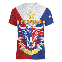Personalised Philippines Independence Day Women V-Neck T-Shirt Maligayang Araw ng Kalayaan Filipino Carabao