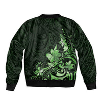 Matariki New Zealand Sleeve Zip Bomber Jacket Maori Pattern Green Galaxy