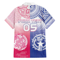 Custom Northern Mariana Islands And Japan Together Family Matching Off The Shoulder Long Sleeve Dress and Hawaiian Shirt