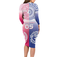 Custom Northern Mariana Islands And Japan Together Long Sleeve Bodycon Dress