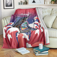Guam Blue Marlin Fishing Blanket Polynesian Style LT05 Red - Polynesian Pride