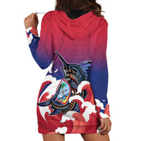 Guam Blue Marlin Fishing Hoodie Dress Polynesian Style