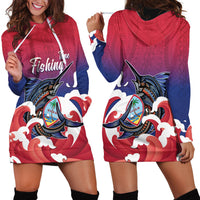 Guam Blue Marlin Fishing Hoodie Dress Polynesian Style