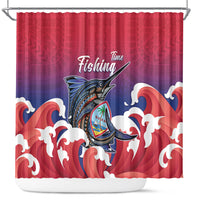 Guam Blue Marlin Fishing Shower Curtain Polynesian Style