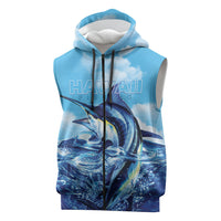 Hawaii Blue Marlin Fishing Sleeveless Zip Hoodie LT05 Blue - Polynesian Pride