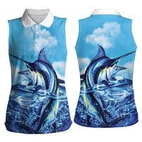 Hawaii Blue Marlin Fishing Women Sleeveless Polo Shirt LT05 - Polynesian Pride
